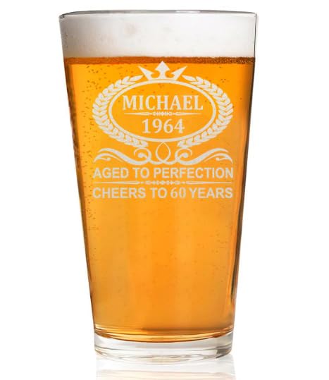 CARVELITA Personalized Beer Pint Glass - Custom Engraved 16 oz Birthday Glass for Him, Her, Dad, or Friends - Unique Beer Lover Gift - Dishwasher Safe, Made in USA