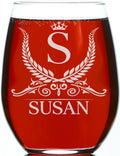Personalized Monogram Stemless 15oz Wine Glass, Custom Engraved, Perfect Gift for Her Birthday, Christmas, Bridal Party, Bride, Bridesmaid