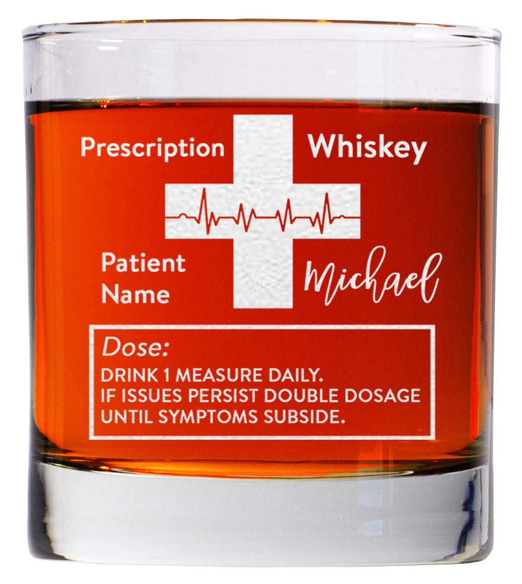 CARVELITA Custom Engraved Prescription Whiskey Glass, Personalized Bourbon Glass Gift for Dad, Groomsmen, Father's Day, Wedding, Christmas, Unique Cocktail Glass for Men, Best Man