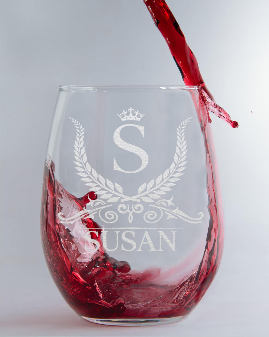 Personalized Monogram Stemless 15oz Wine Glass, Custom Engraved, Perfect Gift for Her Birthday, Christmas, Bridal Party, Bride, Bridesmaid