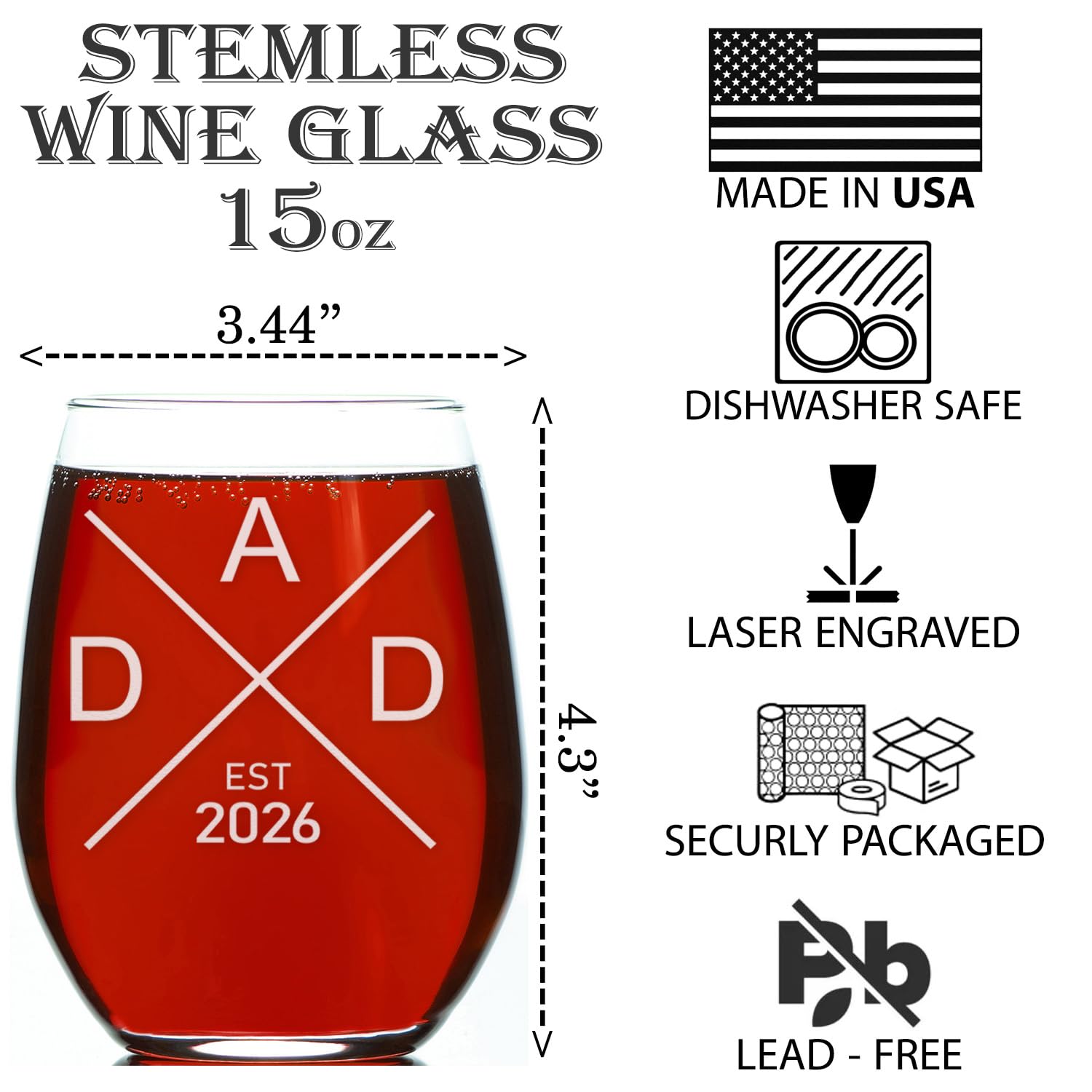 CARVELITA Grandpa & Grandma Whiskey Wine Glass Set (WineWine-DadMomEst)