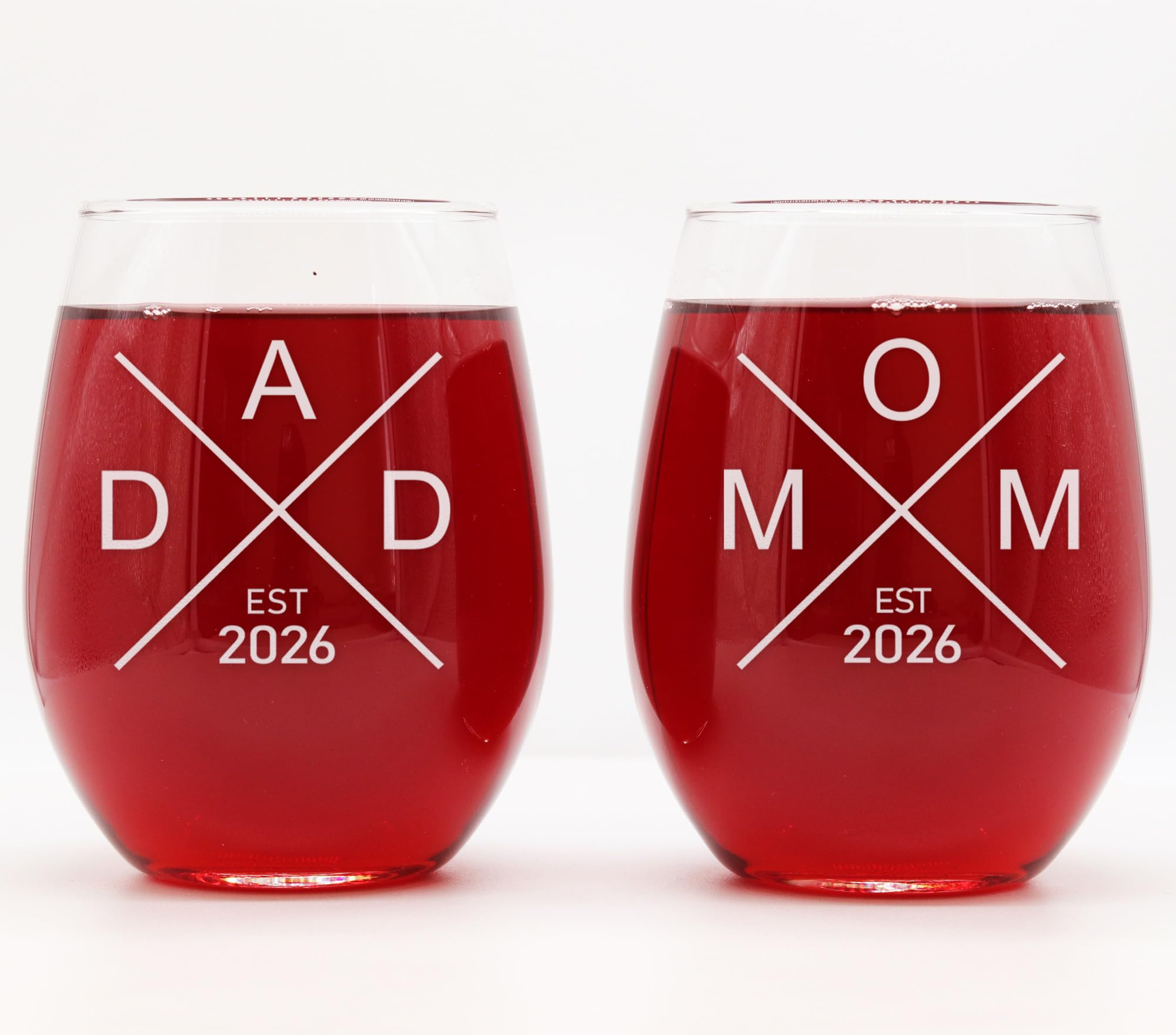 CARVELITA Grandpa & Grandma Whiskey Wine Glass Set (WineWine-DadMomEst)