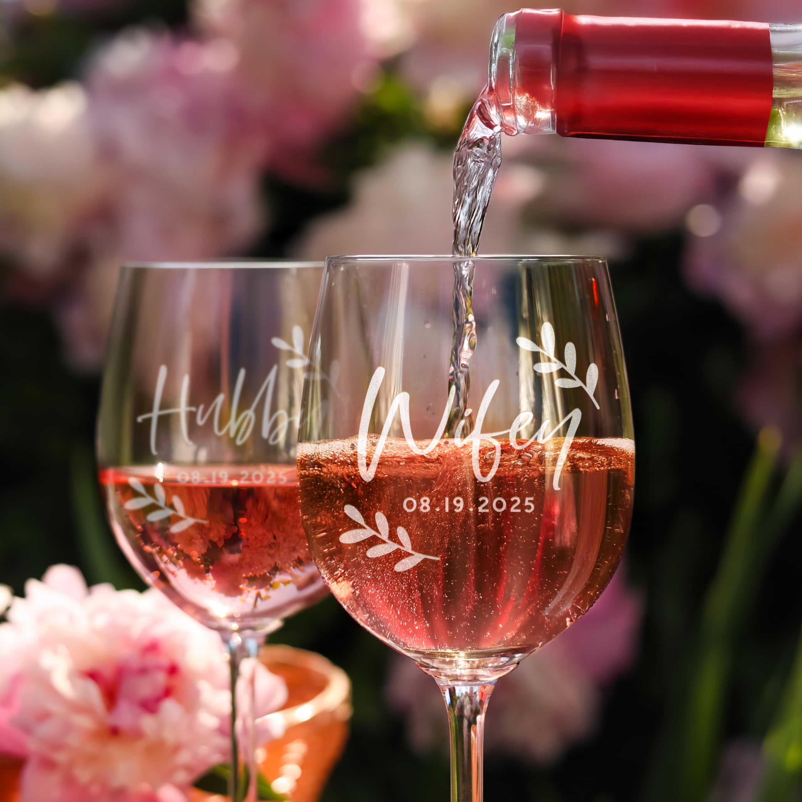 Personalized Bride & Groom Wedding Champagne Flutes, Gifts for Engagement, Custom Mr & Mrs Wine Glasses - Laser Engraved Toasting Glass - Gifts for Couples, Bridal Shower, Anniversary, 2 Glass Options