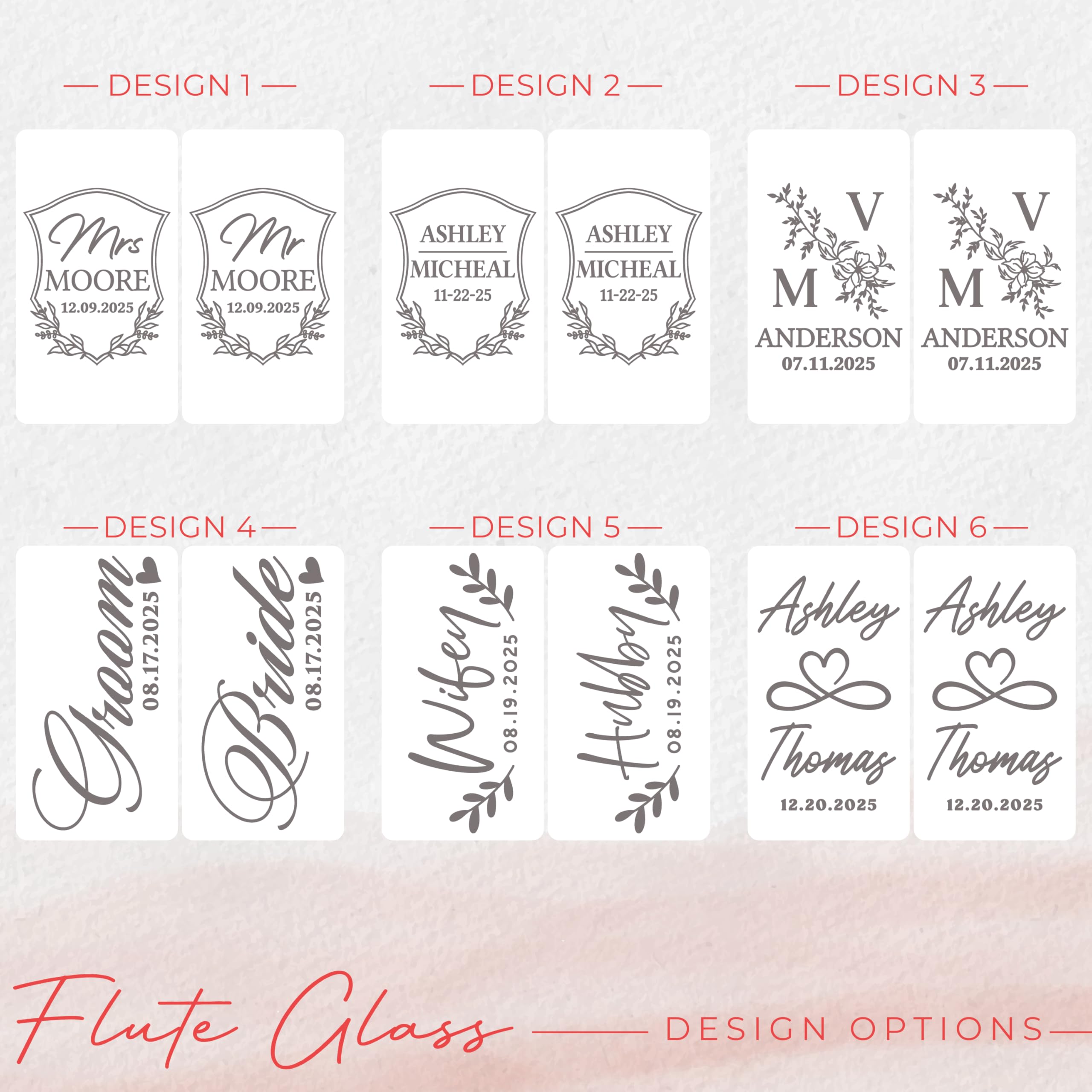 Personalized Bride & Groom Wedding Champagne Flutes, Gifts for Engagement, Custom Mr & Mrs Wine Glasses - Laser Engraved Toasting Glass - Gifts for Couples, Bridal Shower, Anniversary, 2 Glass Options