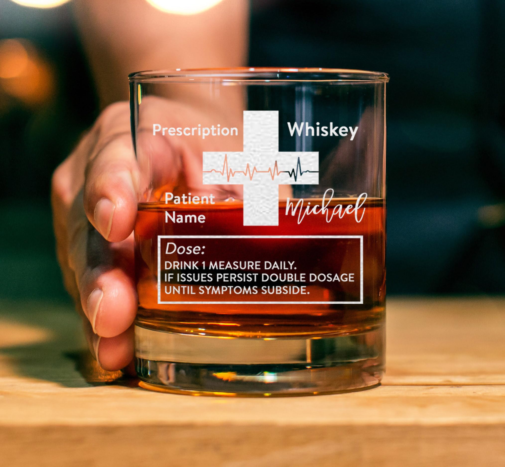 CARVELITA Custom Engraved Prescription Whiskey Glass, Personalized Bourbon Glass Gift for Dad, Groomsmen, Father's Day, Wedding, Christmas, Unique Cocktail Glass for Men, Best Man
