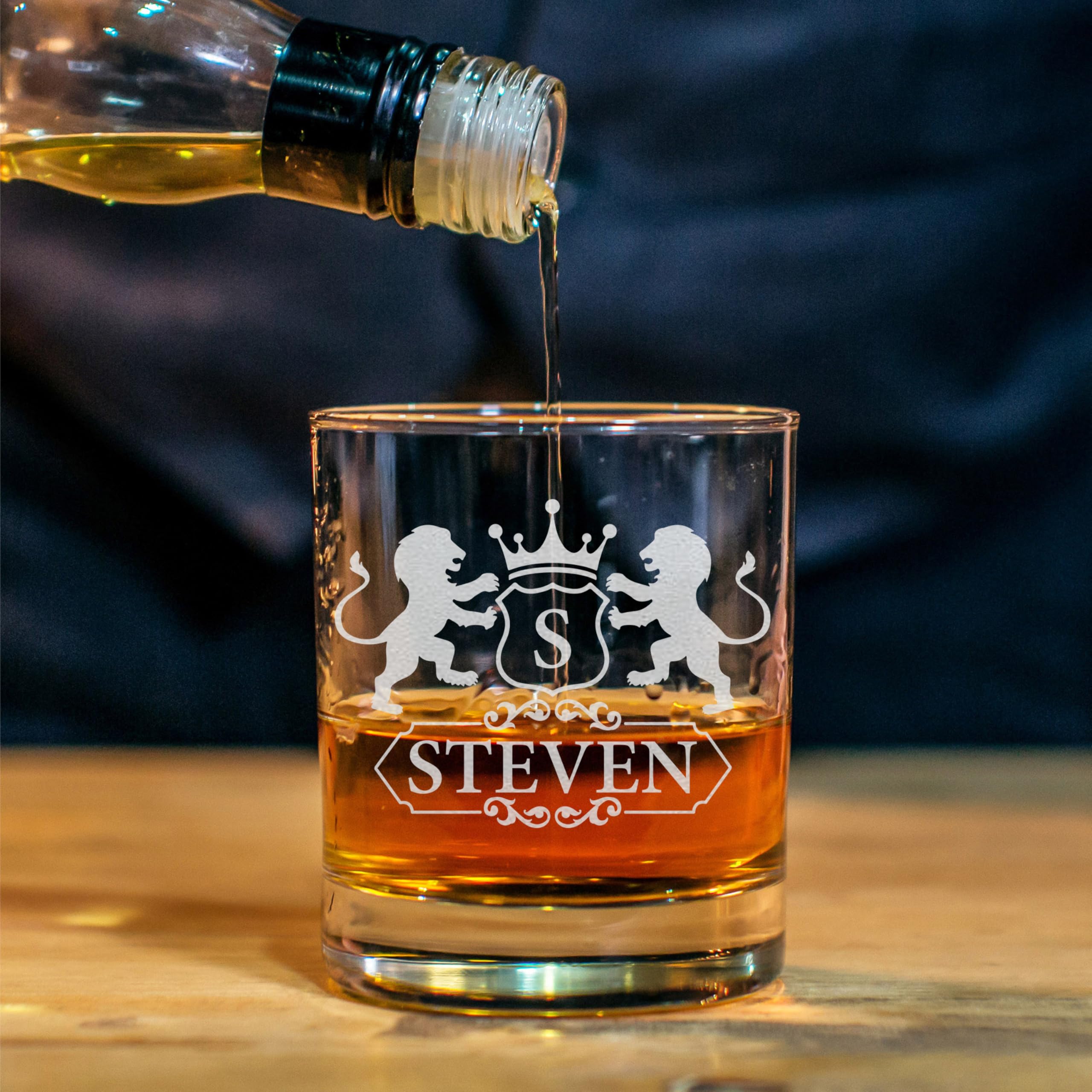 Personalized Whiskey Glasses w/Name & Initial, 5 Designs - 11 oz, Bourbon Monogrammed Rocks Glasses for Groomsman Gifts, Gifts for Best Man, Grommsmen Gift Ideas - Single