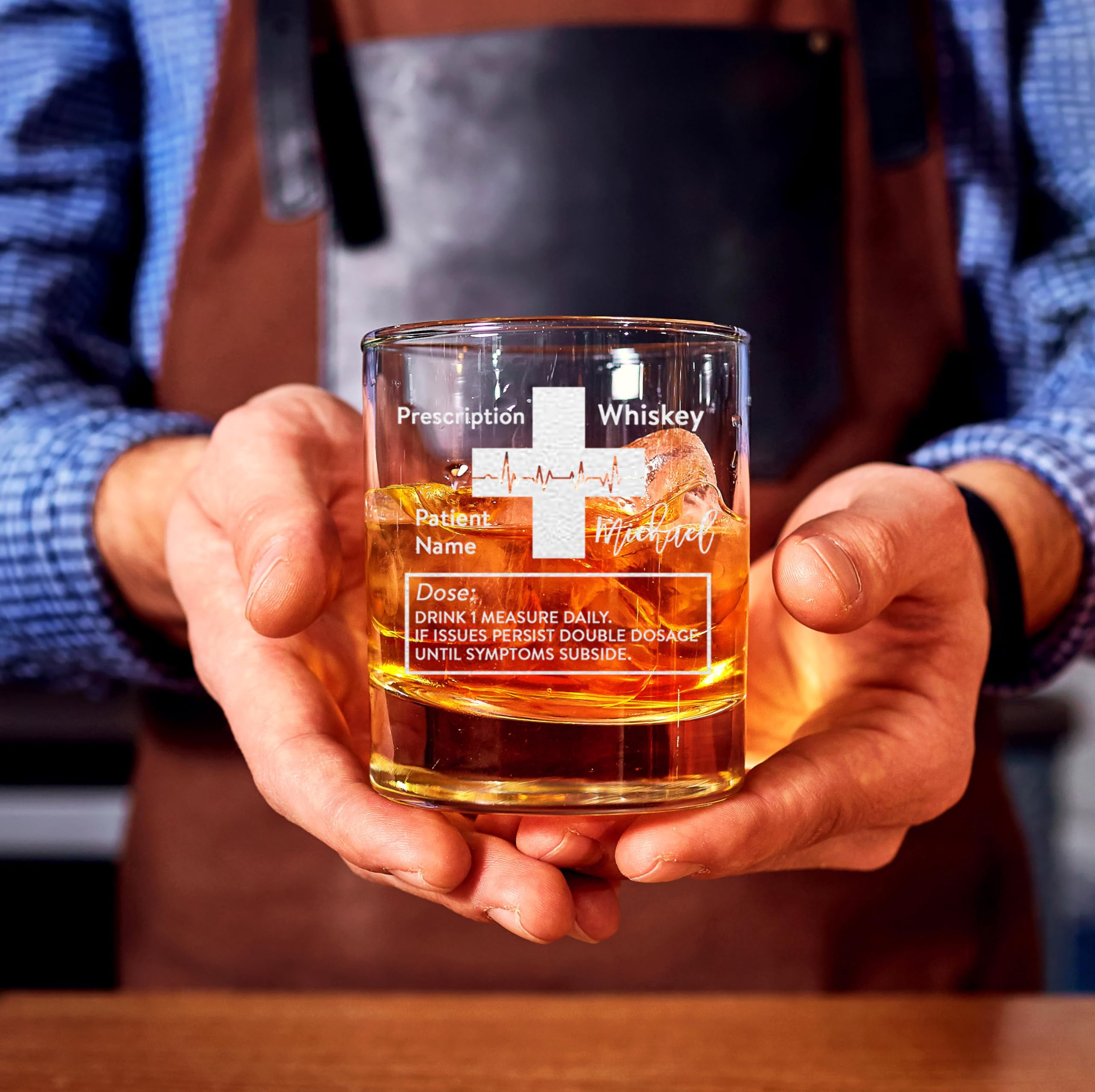 CARVELITA Custom Engraved Prescription Whiskey Glass, Personalized Bourbon Glass Gift for Dad, Groomsmen, Father's Day, Wedding, Christmas, Unique Cocktail Glass for Men, Best Man