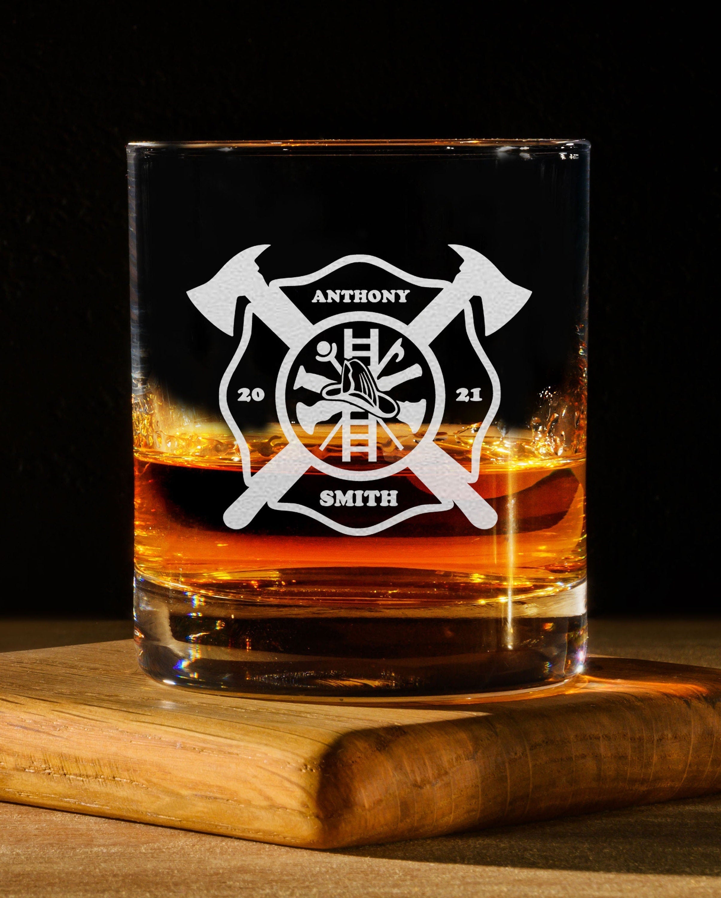 Fathers Day Gifts For Firefighters, Engraved Whiskey Glass - Fireman Rocks Glass, Firefighter Gifts, Gift for Him, Fire Department, For Dad