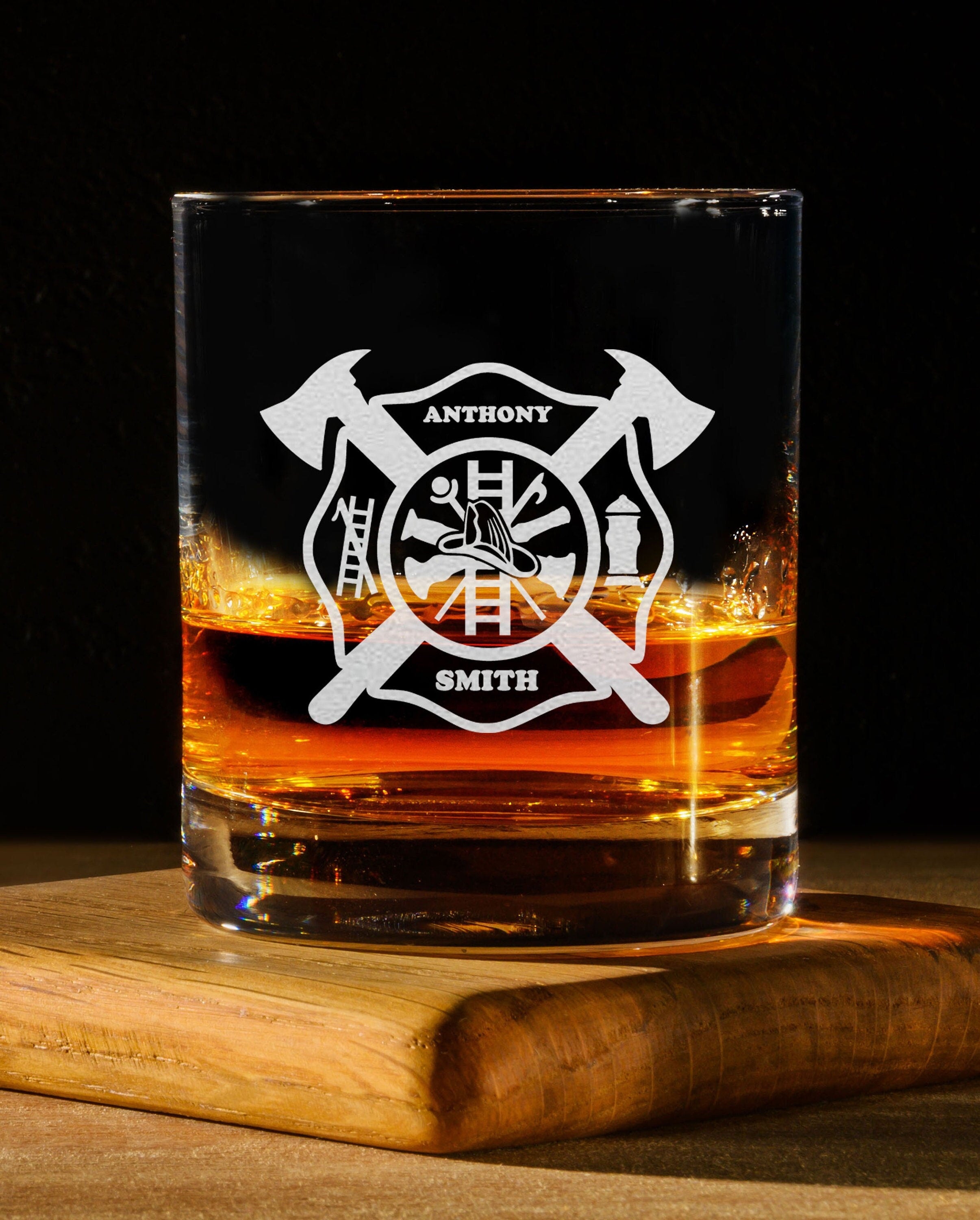 Fathers Day Gifts For Firefighters, Engraved Whiskey Glass - Fireman Rocks Glass, Firefighter Gifts, Gift for Him, Fire Department, For Dad