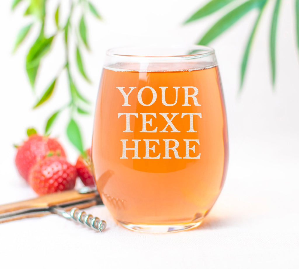 Personalized Stemless Wine Glass – Engraved Glassware, Wino Gift