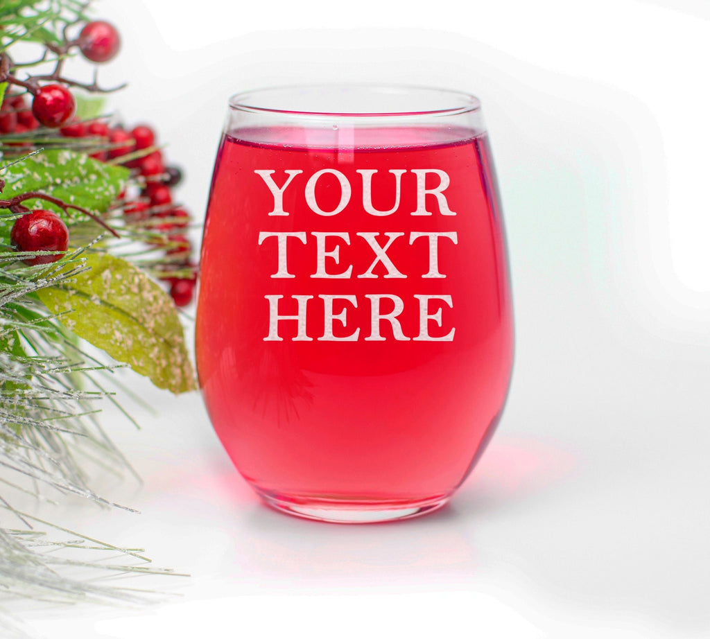 Personalized Stemless Wine Glass – Engraved Glassware, Wino Gift