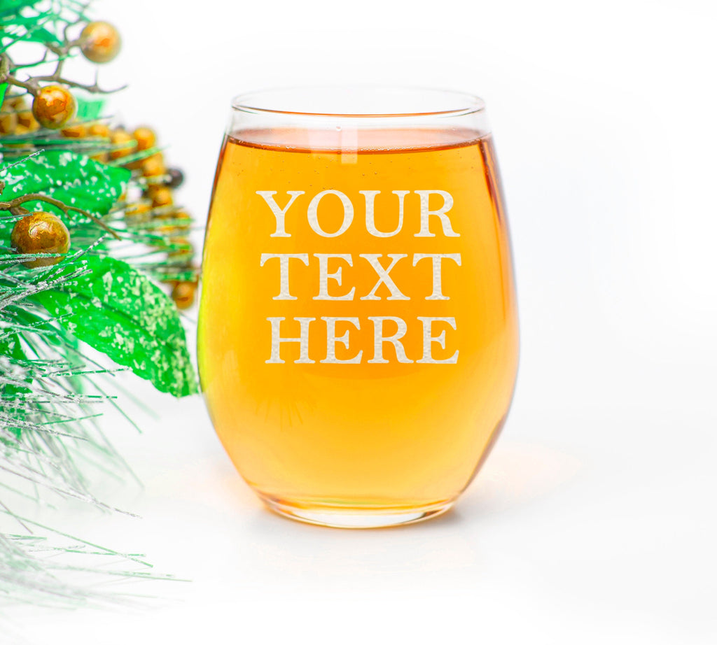 Personalized Stemless Wine Glass – Engraved Glassware, Wino Gift