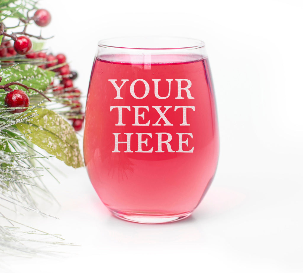 Personalized Stemless Wine Glass – Engraved Glassware, Wino Gift