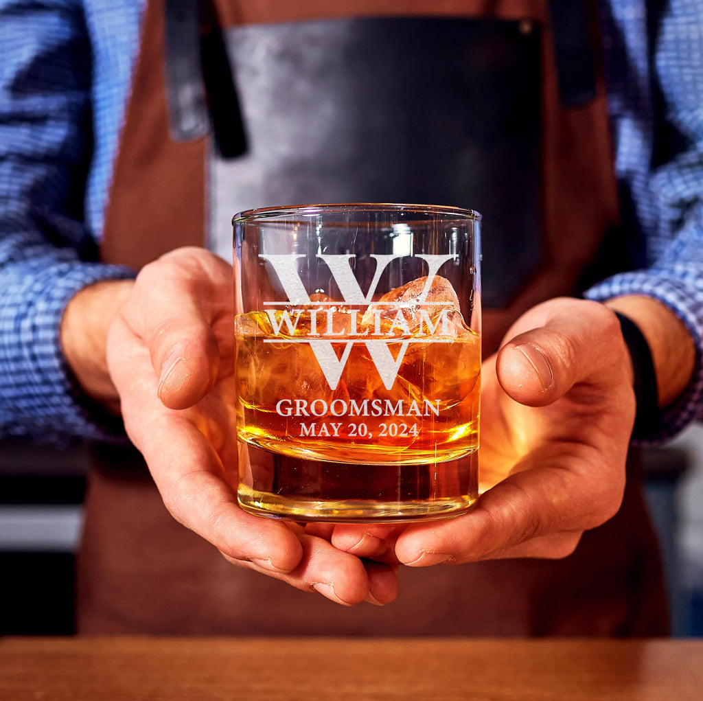 Groomsman 11oz Whiskey Glass, Engraved Old Fashioned Glass, Best-Man Wedding Gift