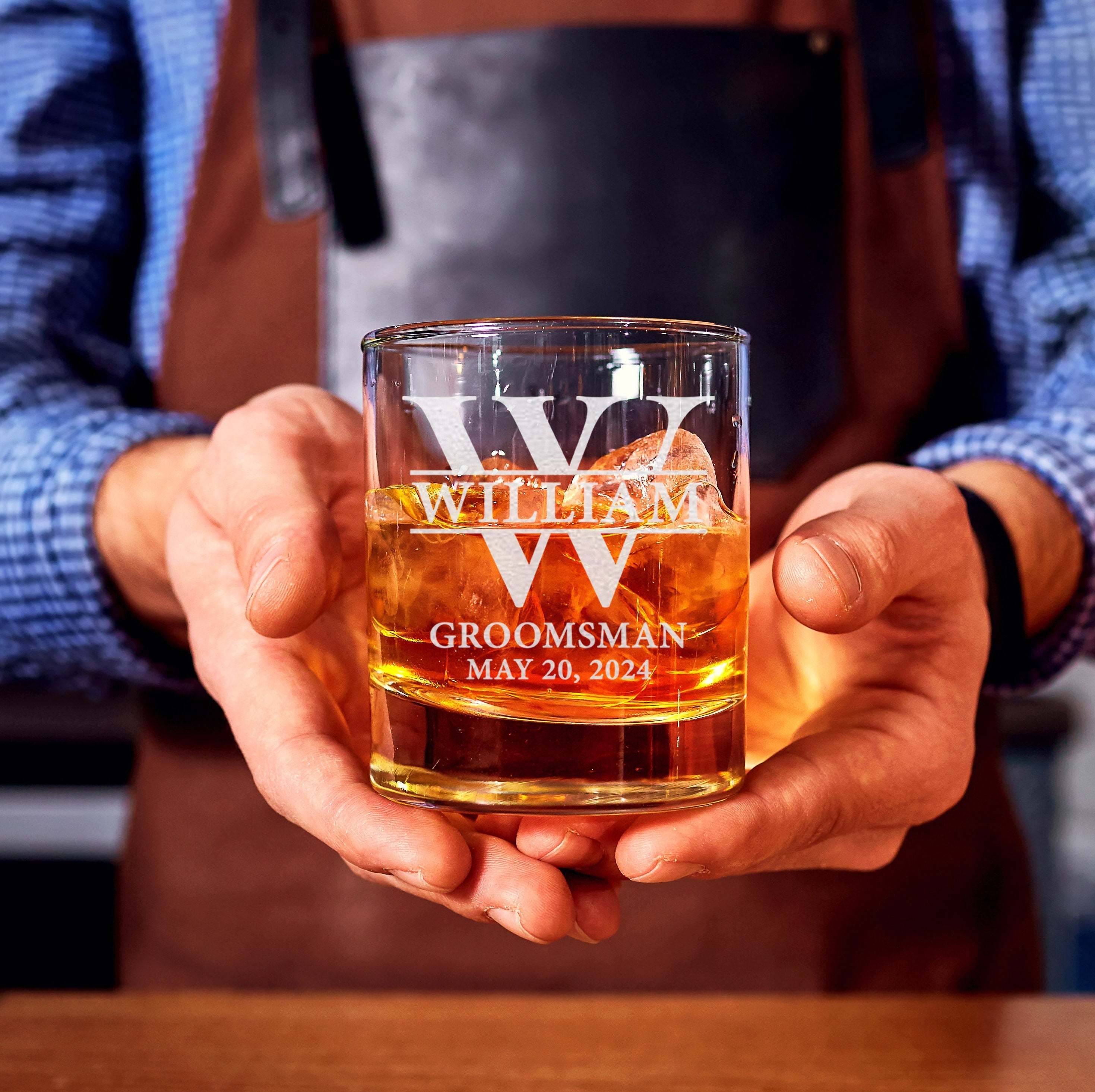 Groomsman 11oz Whiskey Glass, Engraved Old Fashioned Glass, Best-Man Wedding Gift