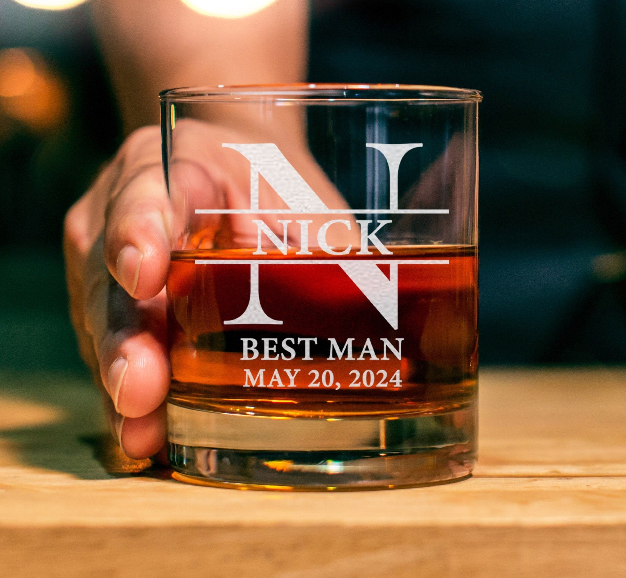 Groomsman 11oz Whiskey Glass, Engraved Old Fashioned Glass, Best-Man Wedding Gift