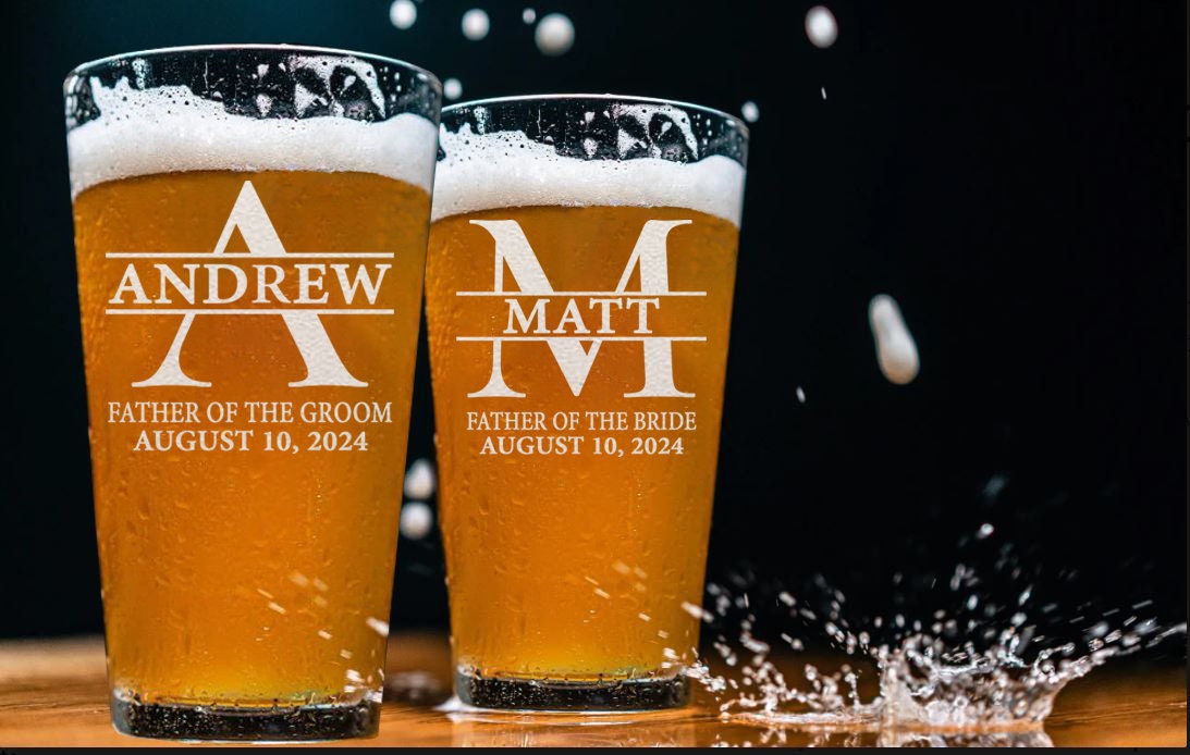 Engraved Groomsman Beer Glass, Personalized Best Man Gift, 16oz Pint Glass