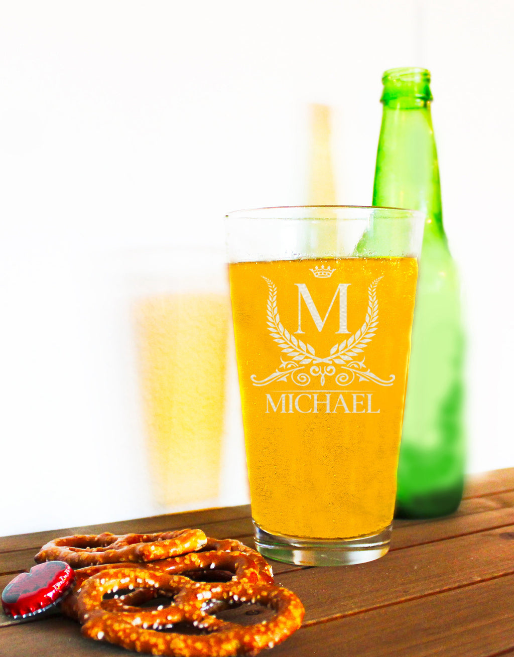 Personalized Beer Glass, Engraved Monogram Pint Glass, Groomsmen Gift