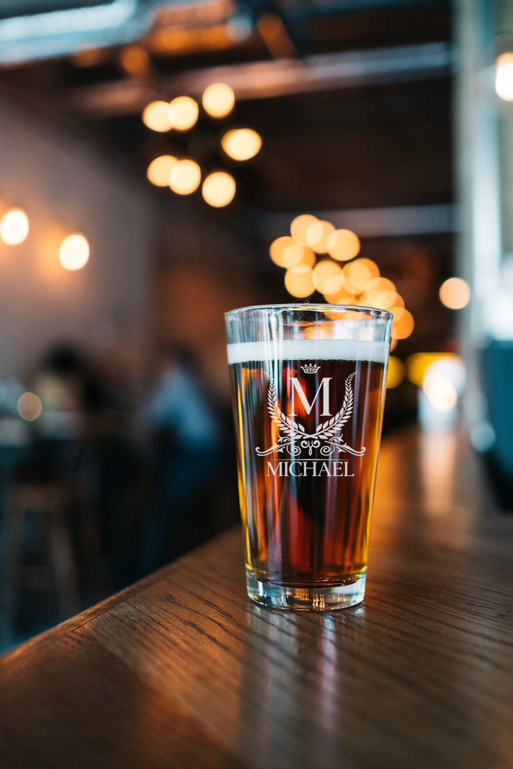 Personalized Beer Glass, Engraved Monogram Pint Glass, Groomsmen Gift
