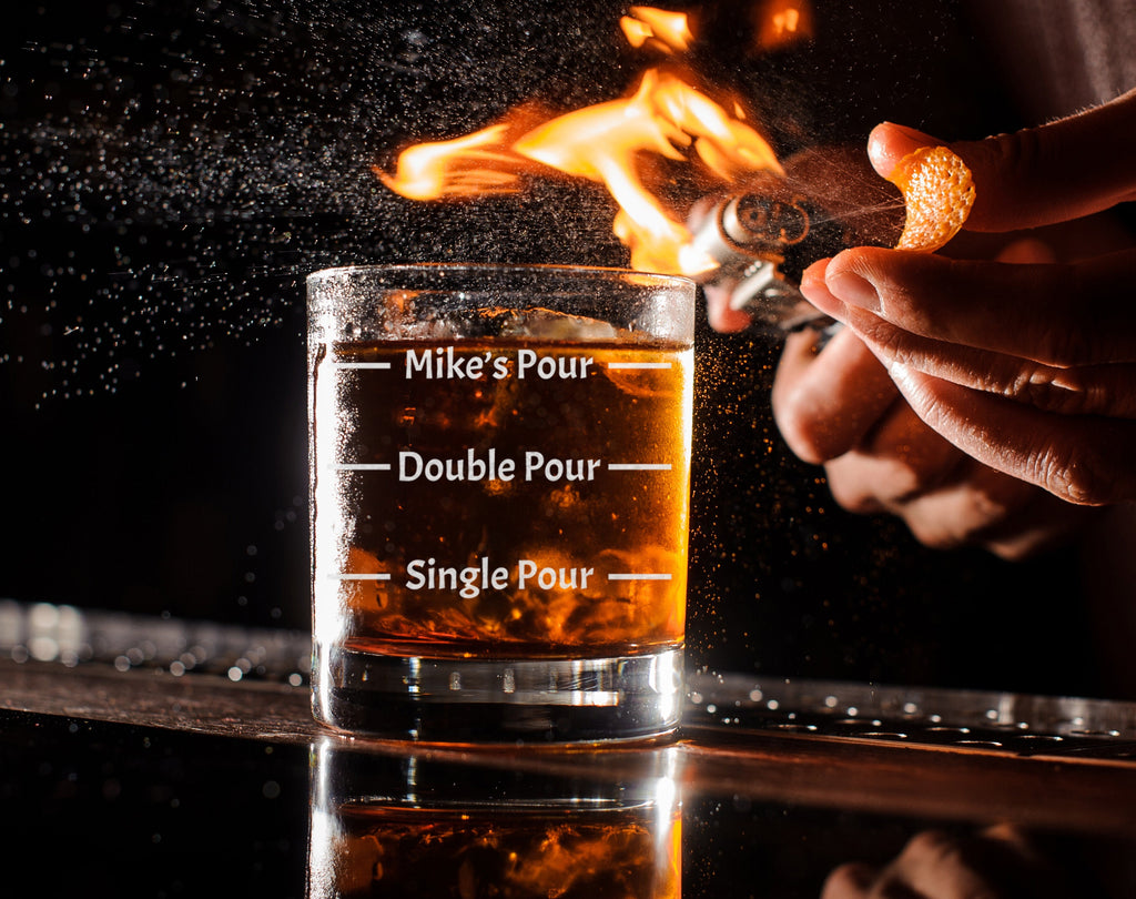 Personalized Funny Whiskey Glass, Engraved Pour Line, Custom Gift