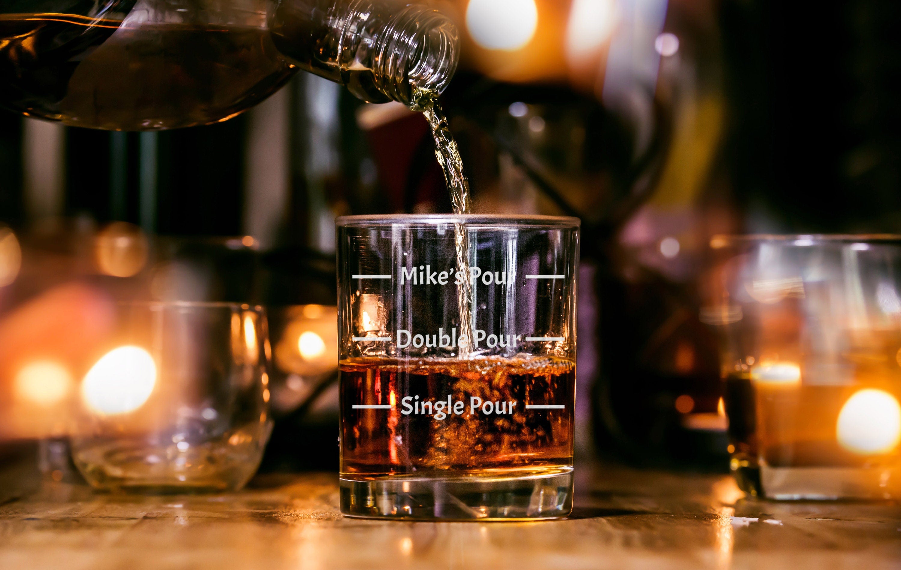 Personalized Funny Whiskey Glass, Engraved Pour Line, Custom Gift