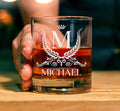 Custom Etched Whiskey Glass, Personalized Monogram Rocks Glass