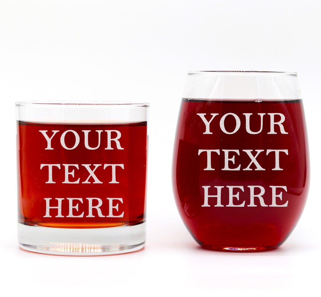Personalized Engraved Whiskey and Wine Glass Set – Couple Gift