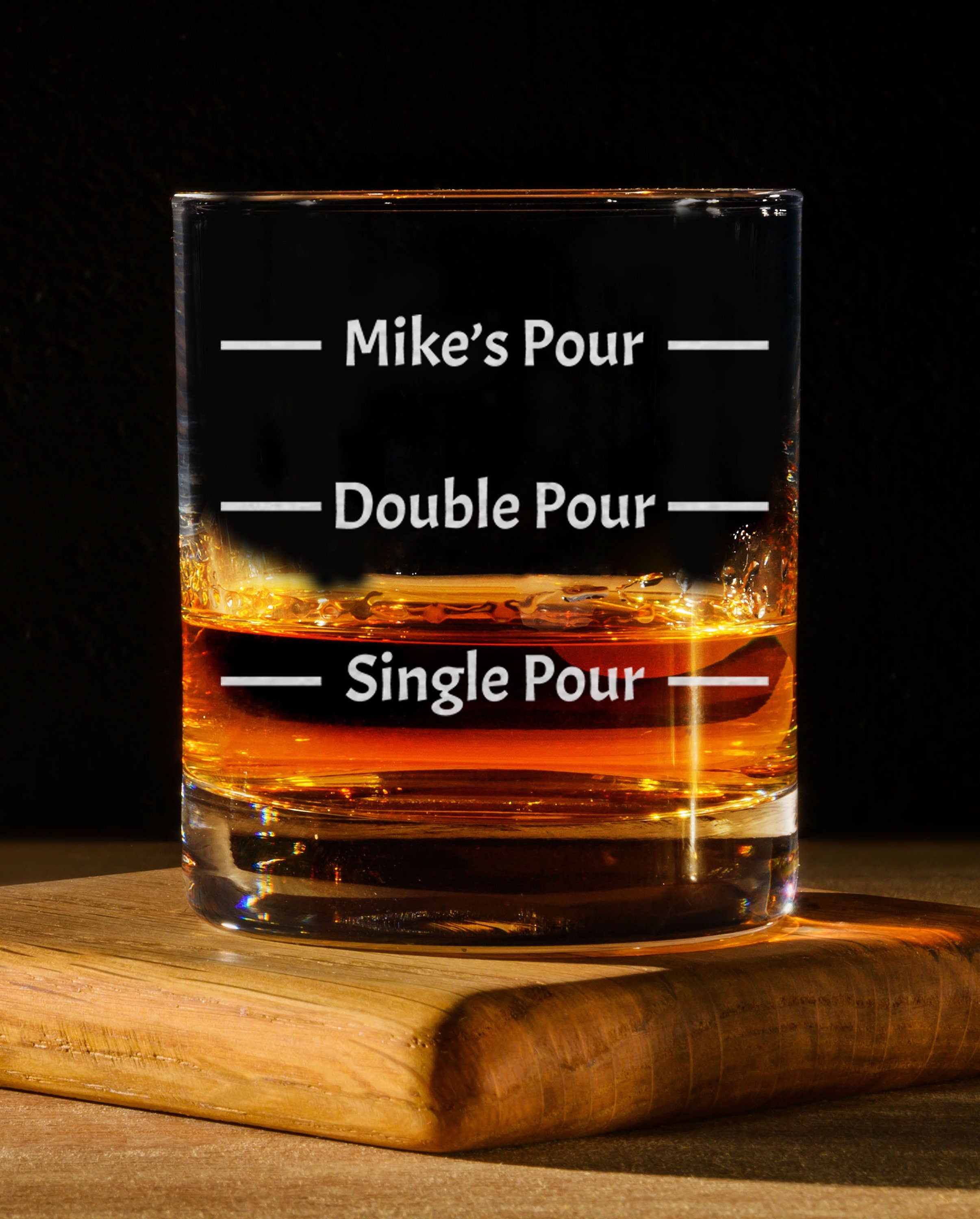 Personalized Funny Whiskey Glass, Engraved Pour Line, Custom Gift