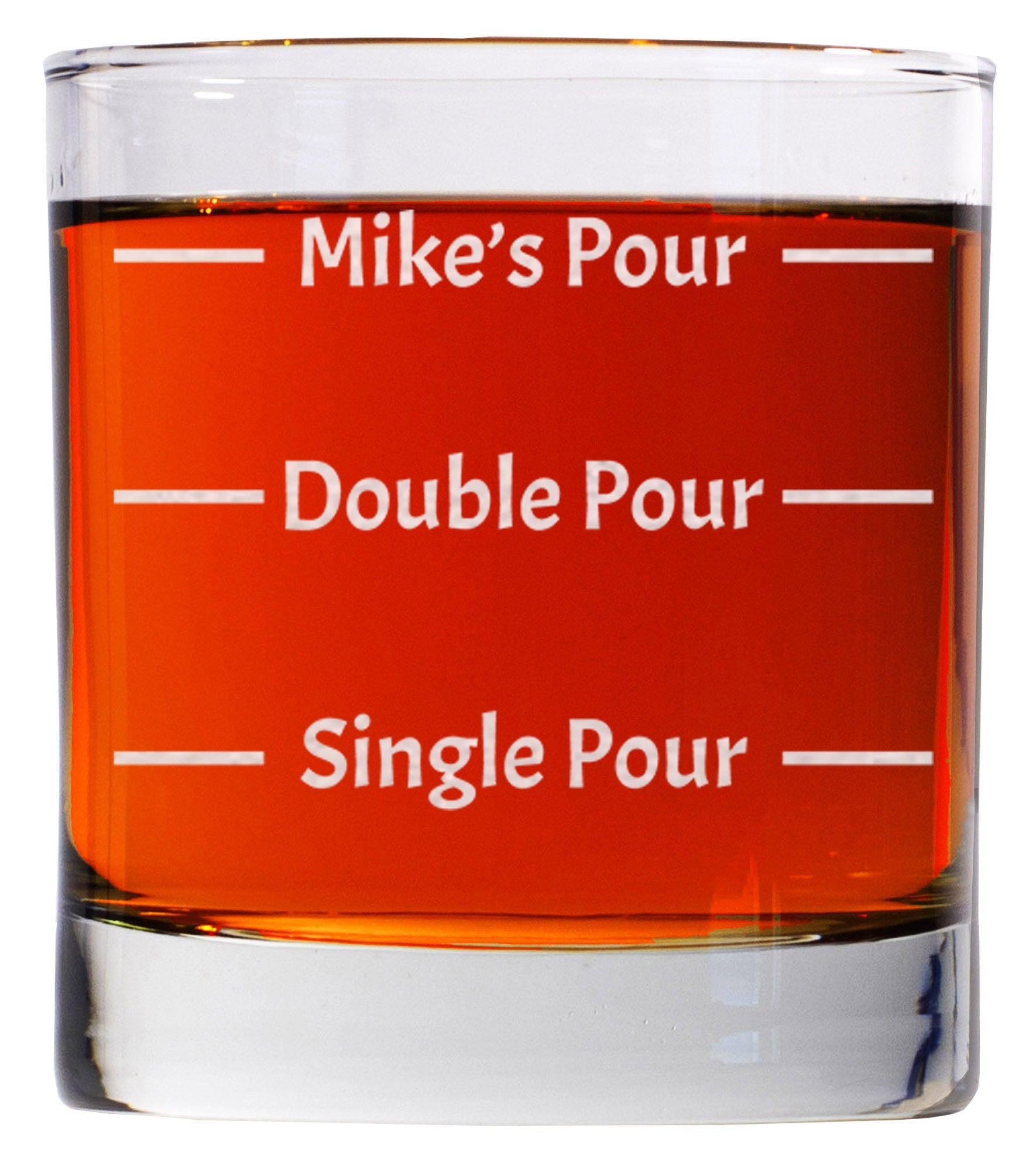 Personalized Funny Whiskey Glass, Engraved Pour Line, Custom Gift