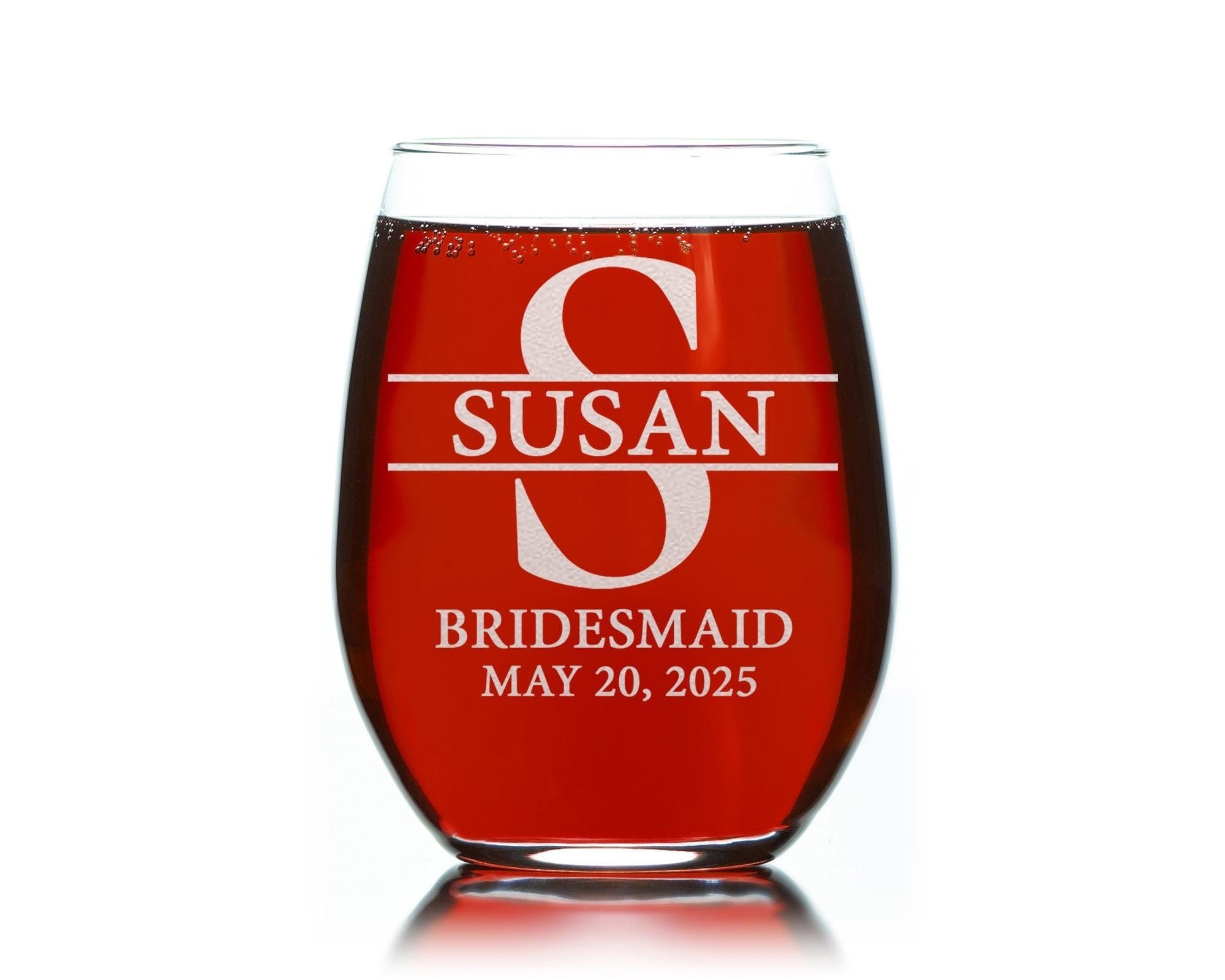 Bridesmaid 15oz Wine Glass, Engraved Old Fashion, Bride, Bridesmaid Gift Idea, Personalized Bridesmaid - Bride Gift, Wedding Drinkware