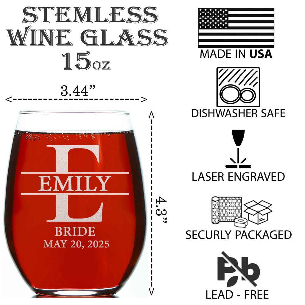 Bridesmaid 15oz Wine Glass, Engraved Old Fashion, Bride, Bridesmaid Gift Idea, Personalized Bridesmaid - Bride Gift, Wedding Drinkware