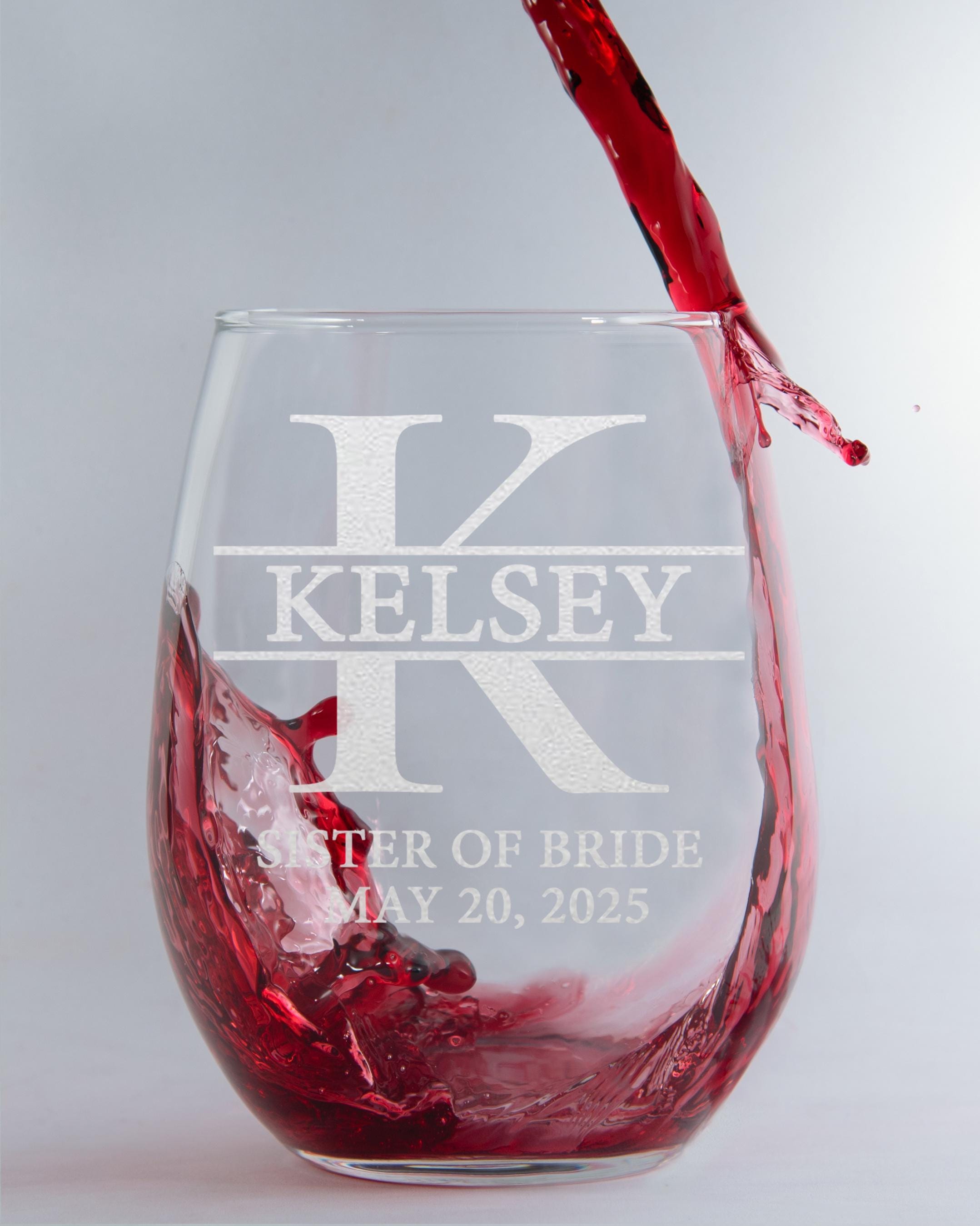 Bridesmaid 15oz Wine Glass, Engraved Old Fashion, Bride, Bridesmaid Gift Idea, Personalized Bridesmaid - Bride Gift, Wedding Drinkware