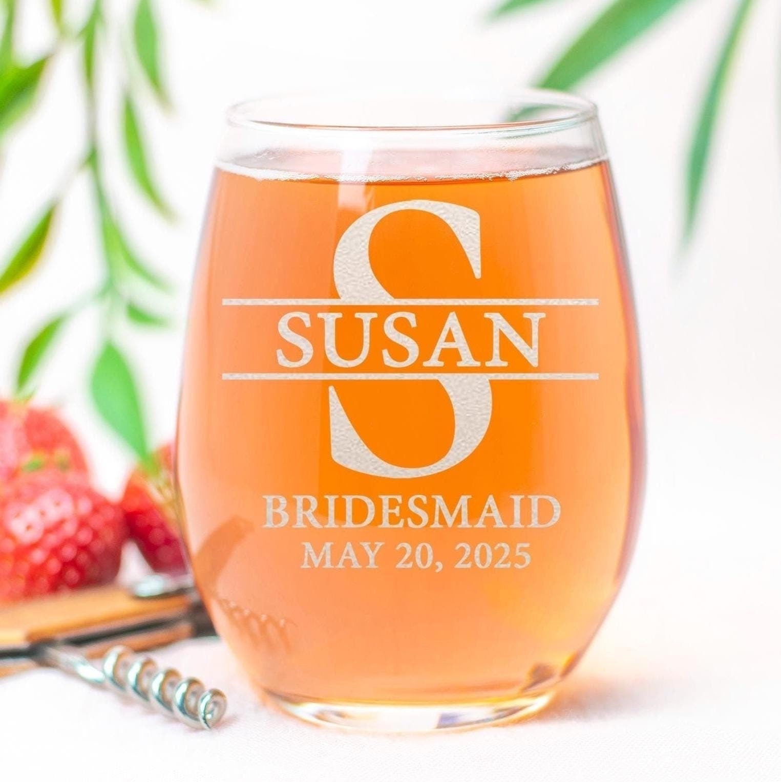 Bridesmaid 15oz Wine Glass, Engraved Old Fashion, Bride, Bridesmaid Gift Idea, Personalized Bridesmaid - Bride Gift, Wedding Drinkware
