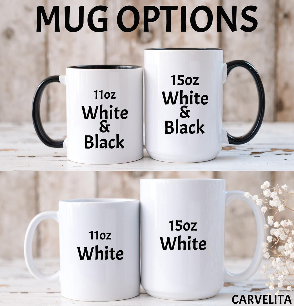 Custom Text Coffee Mug, Personalized Gift, Black Handle Option