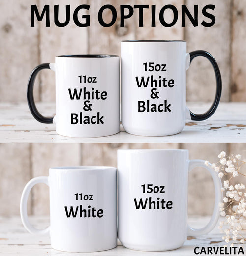 Custom Text Coffee Mug, Personalized Gift, Black Handle Option