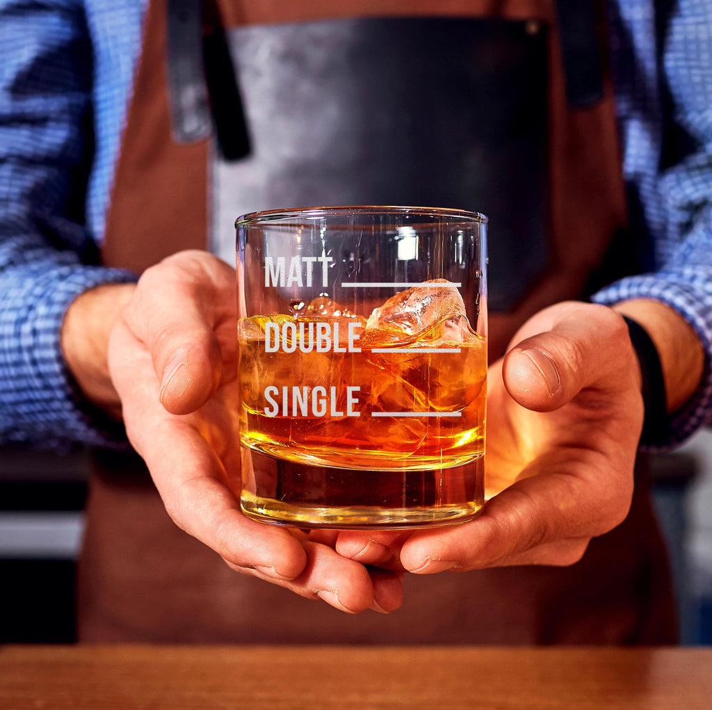 Personalized Funny Whiskey Glass with Pour Line, Engraved Gift