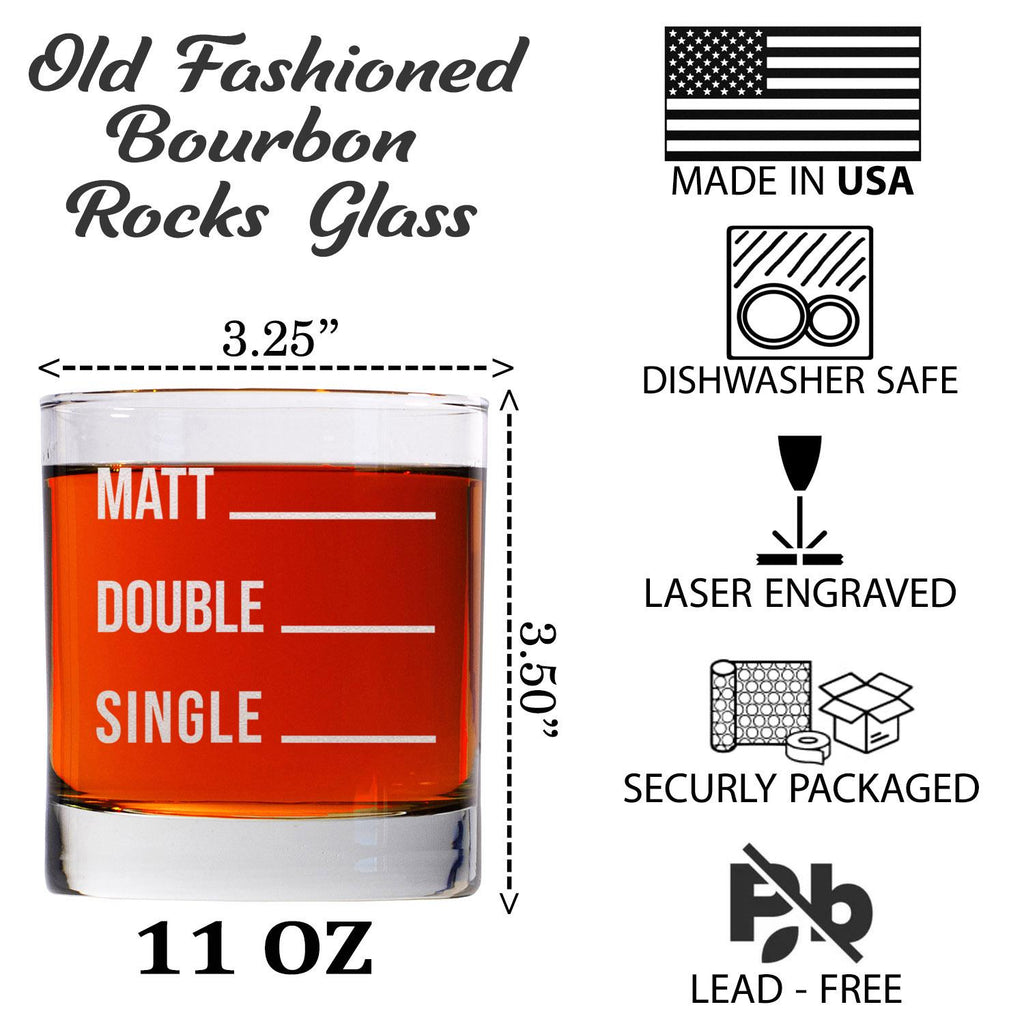 Personalized Funny Whiskey Glass with Pour Line, Engraved Gift