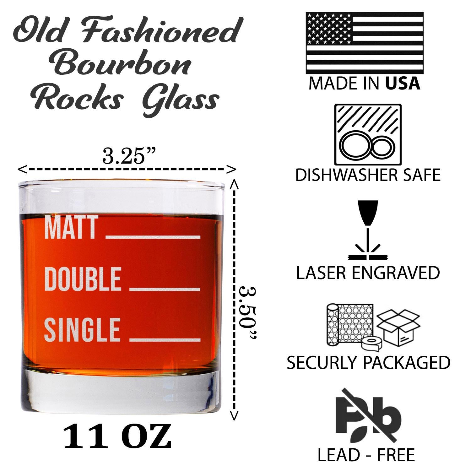 Personalized Funny Whiskey Glass with Pour Line, Engraved Gift