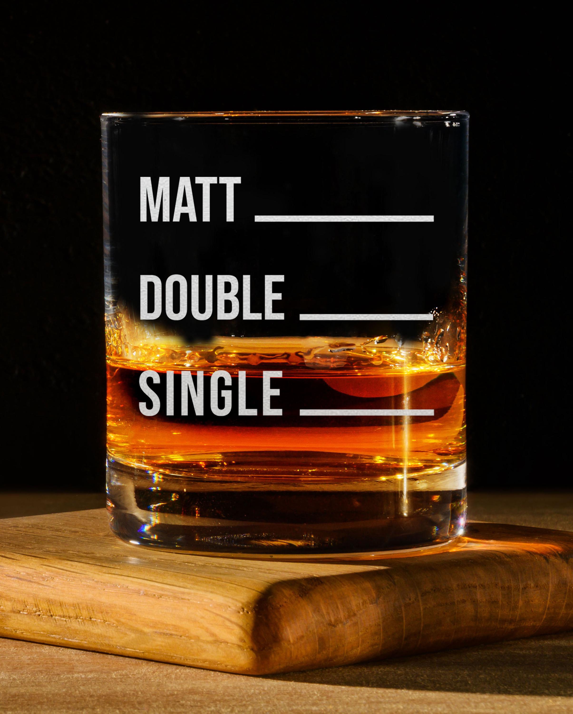 Personalized Funny Whiskey Glass with Pour Line, Engraved Gift