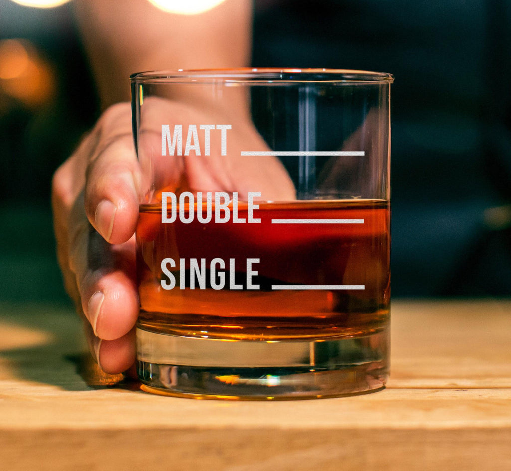 Personalized Funny Whiskey Glass with Pour Line, Engraved Gift