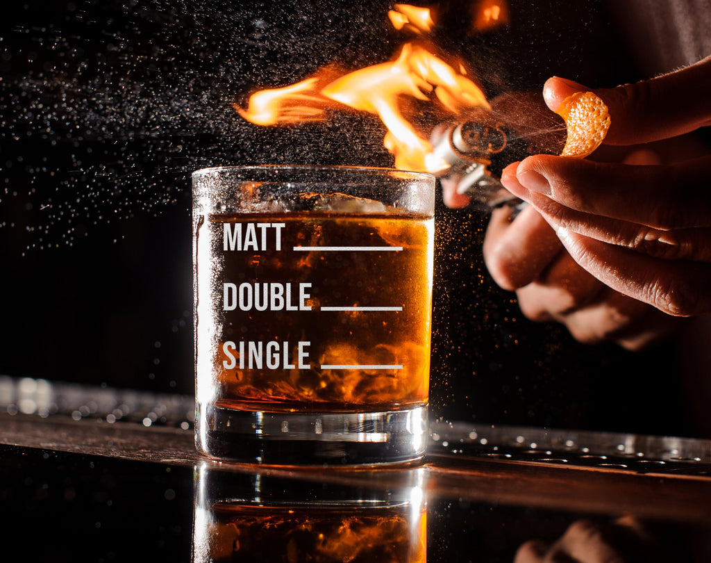 Personalized Funny Whiskey Glass with Pour Line, Engraved Gift
