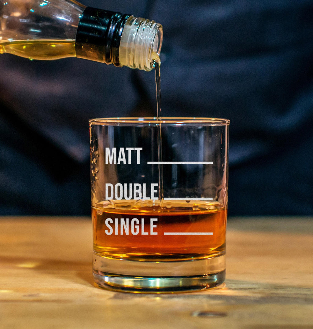 Personalized Funny Whiskey Glass with Pour Line, Engraved Gift