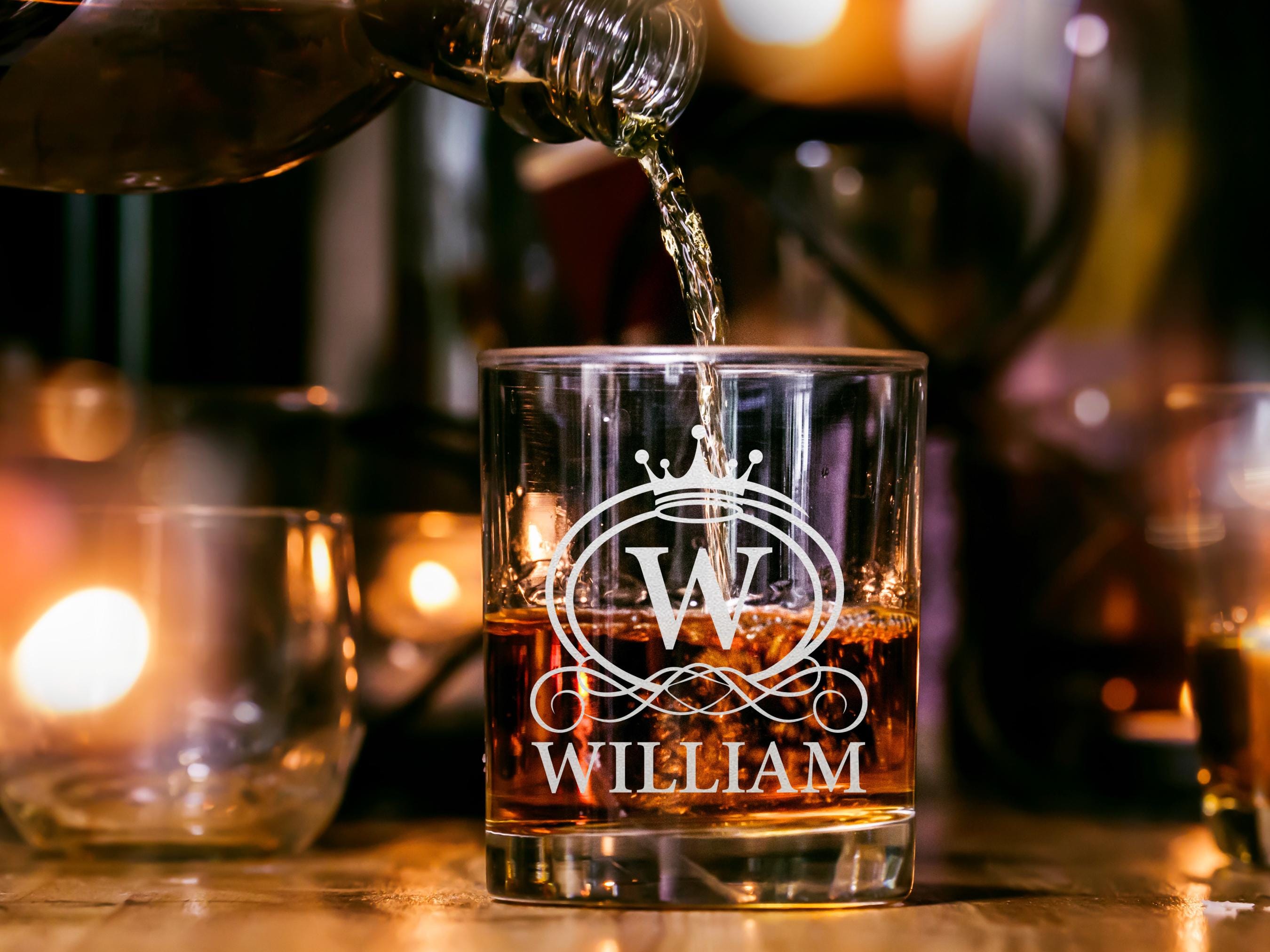 Personalized Whiskey Glass, Engraved Monogram Gift for Dad