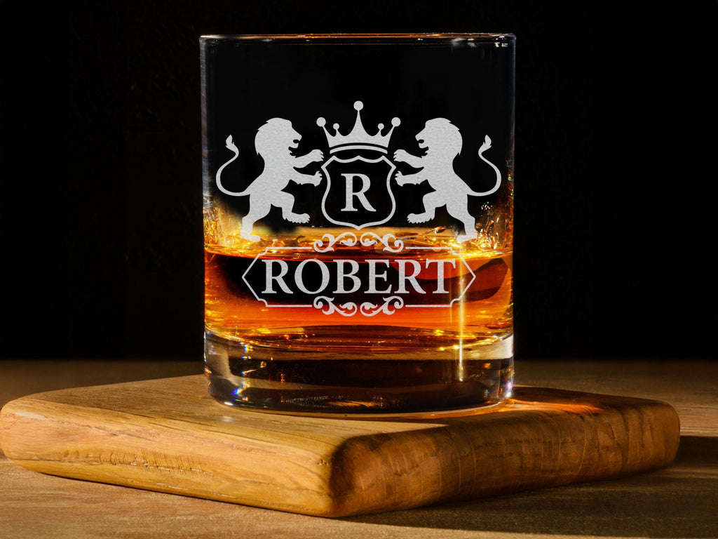 Personalized Whiskey Glass, Engraved Monogram Gift for Dad