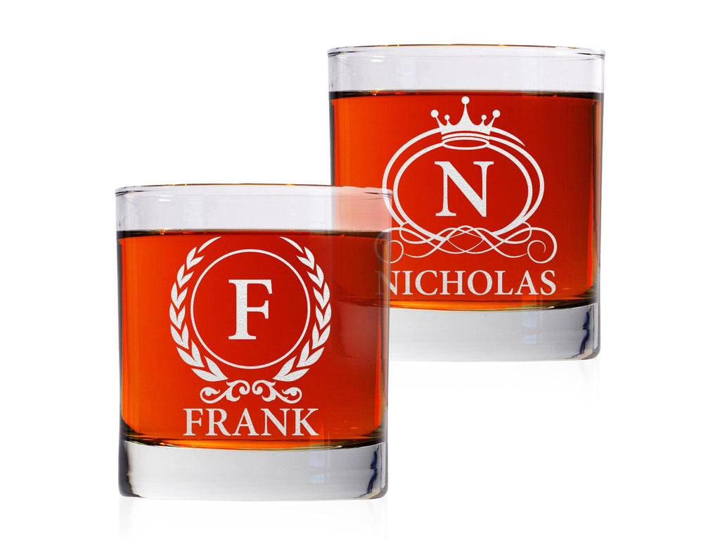 Personalized Whiskey Glass, Engraved Monogram Gift for Dad