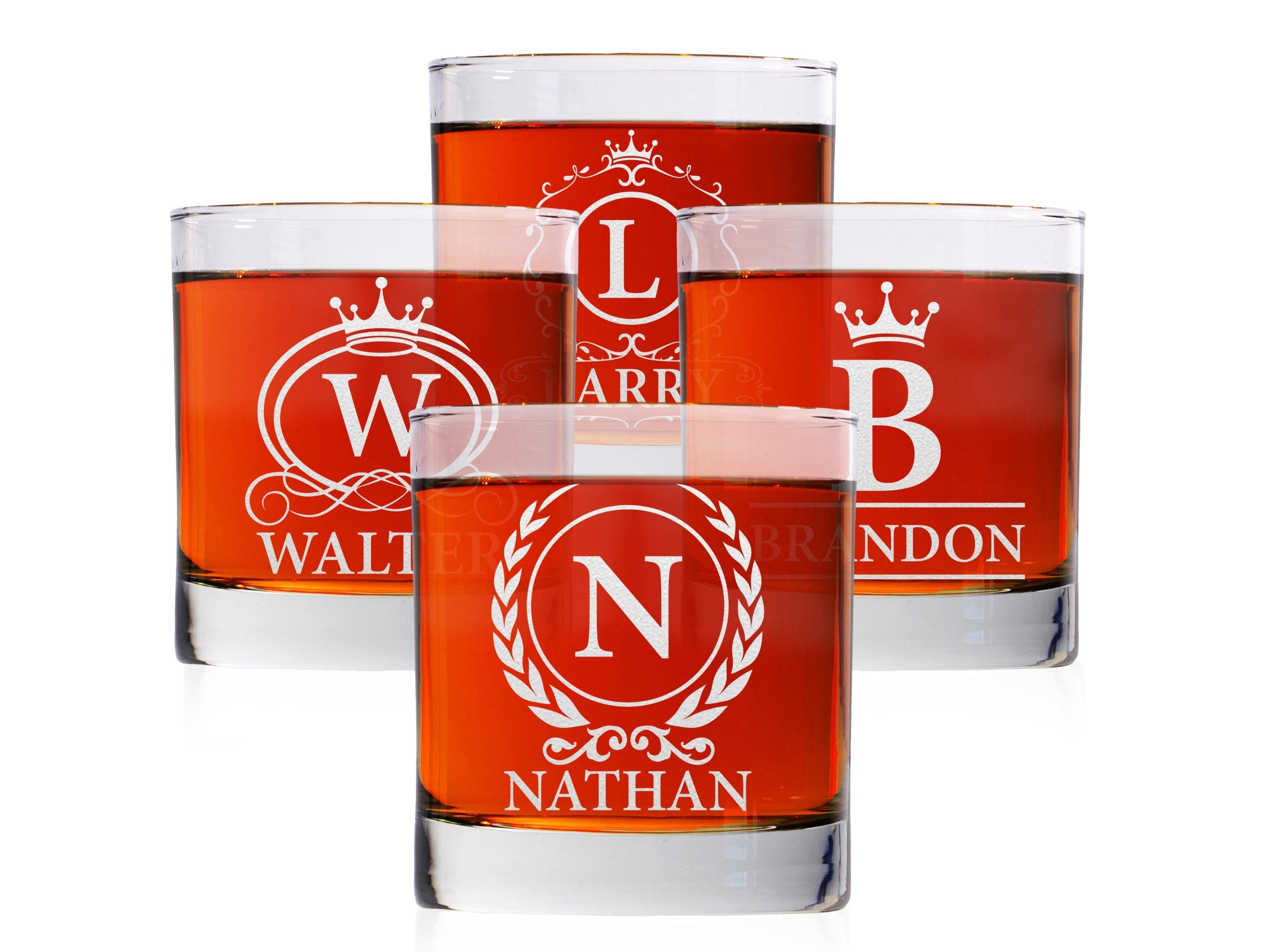 Personalized Whiskey Glass, Engraved Monogram Gift for Dad