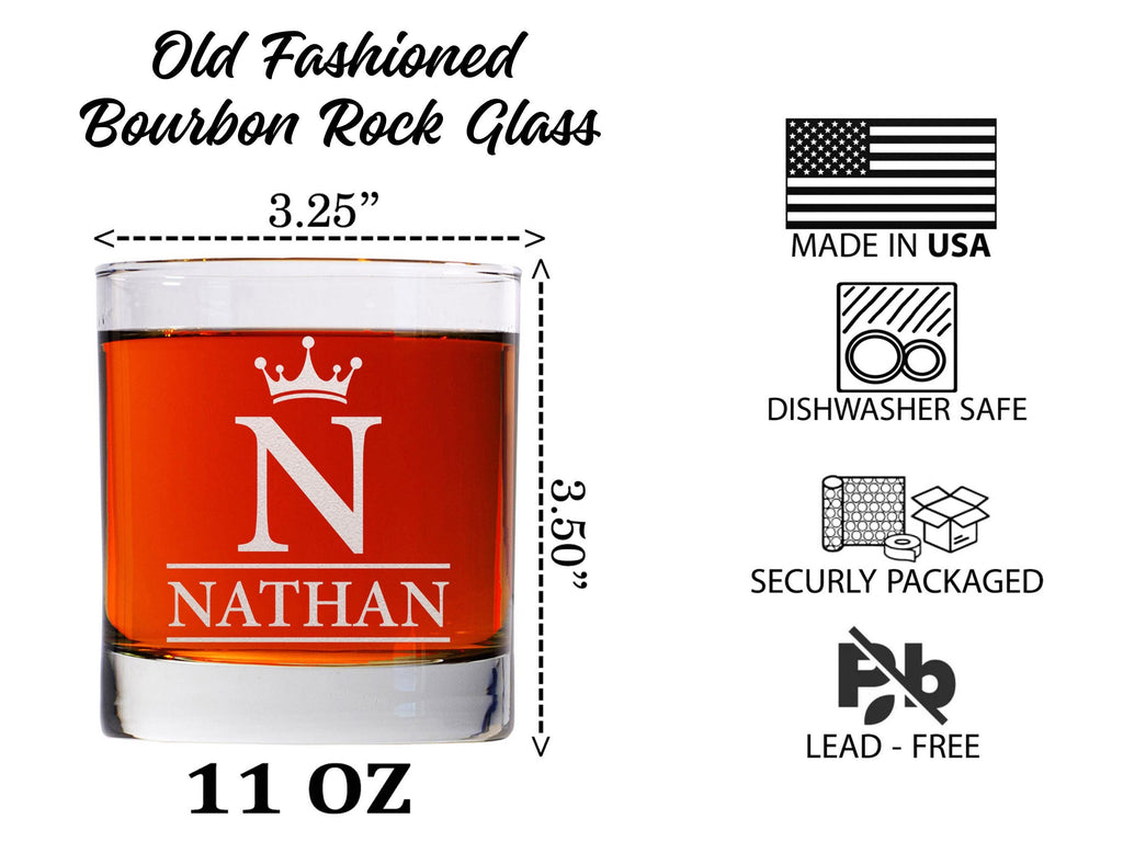 Personalized Whiskey Glass, Engraved Monogram Gift for Dad