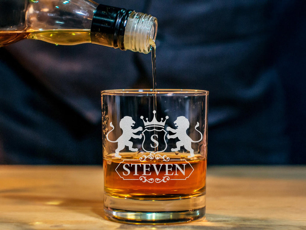 Personalized Whiskey Glass, Engraved Monogram Gift for Dad