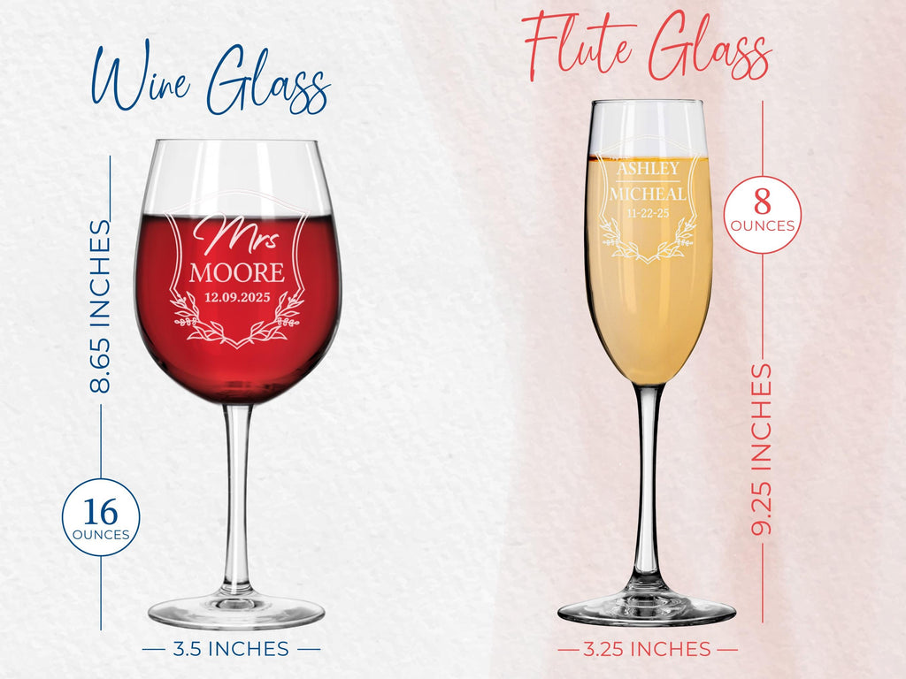 Personalized Wedding Champagne Flutes, Engraved Mr and Mrs Champagne Glasses, Set of 2 Engagement Gifts, Toasting Glasses, Housewarming Gift