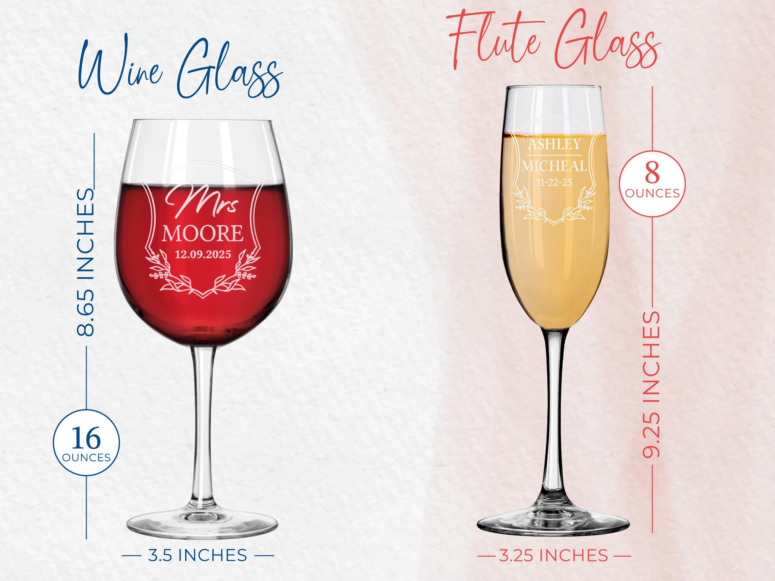 Set of 2 Personalized Engraved Wine Glasses, Monogram Anniversary Couple Wine Glasses, Custom Wedding Toasting Wine Glass, Housewarming Gift